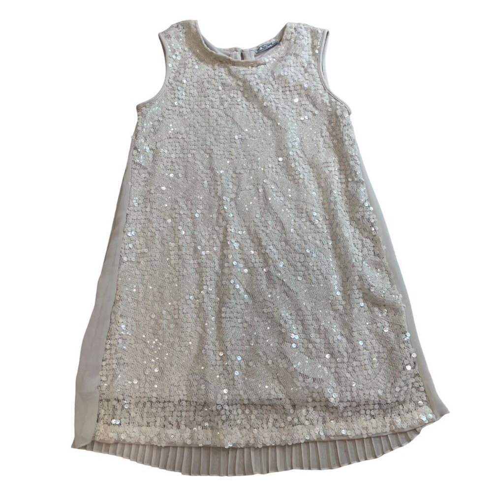 Mayoral Sequin Holiday Dress Girls‎ Size 12 Pleated Back Sleeveless Lined Formal